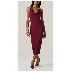 ASTR the Label Alanna Metal Buckle Detail Halter Neck Dress Size Medium